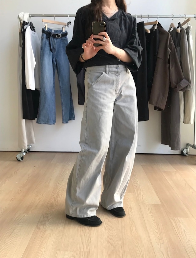 (予約) taffeta / Ash color denim pants 2color