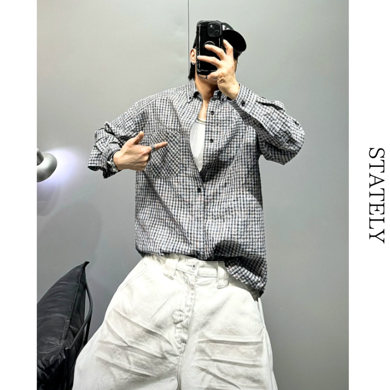 Grid Check シャツ/3color_T238・画像5