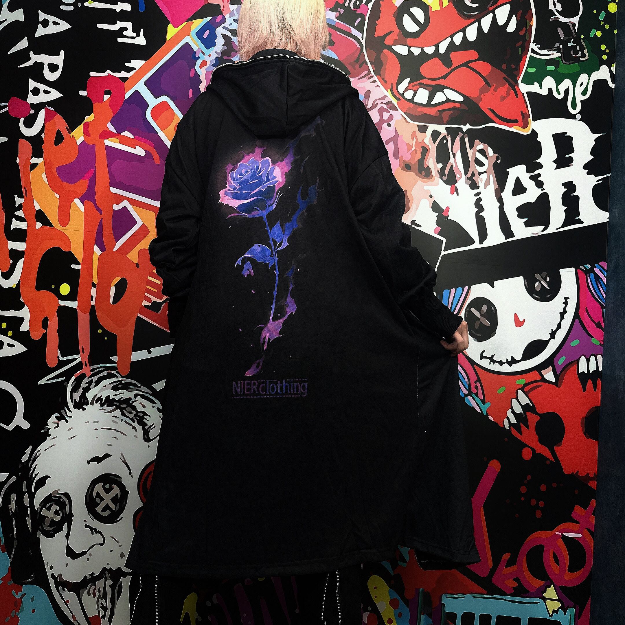 セールNieR clothing指穴付108cmロング丈パーカー