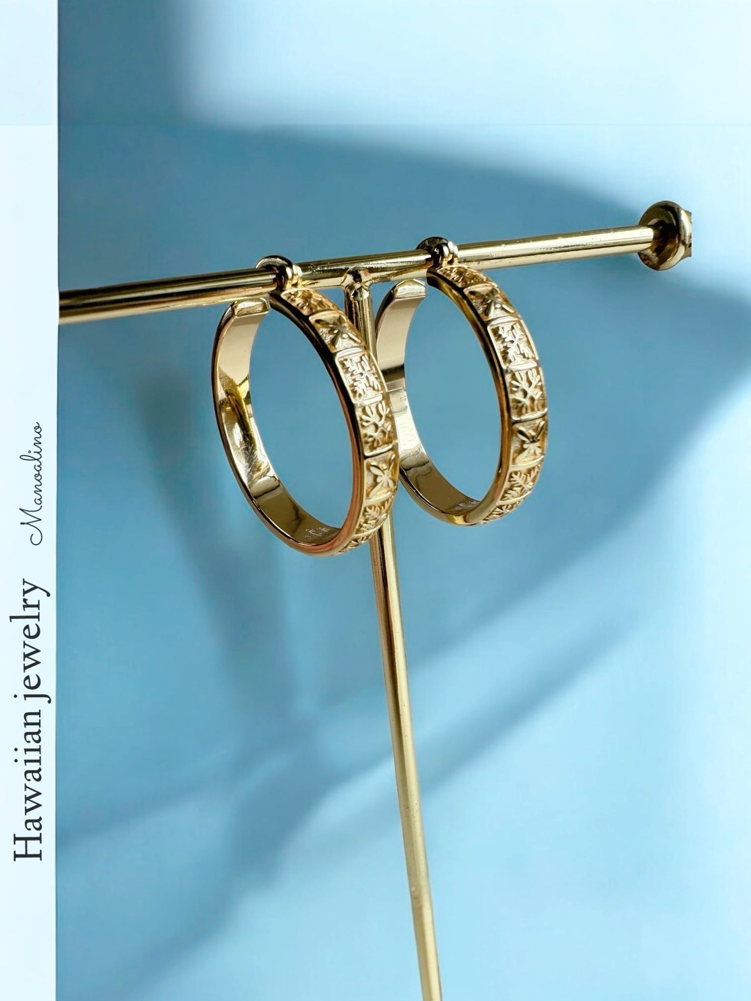 30mm Hawaiian quilt hoop earring Hawaiianjewelry(ハワイアン