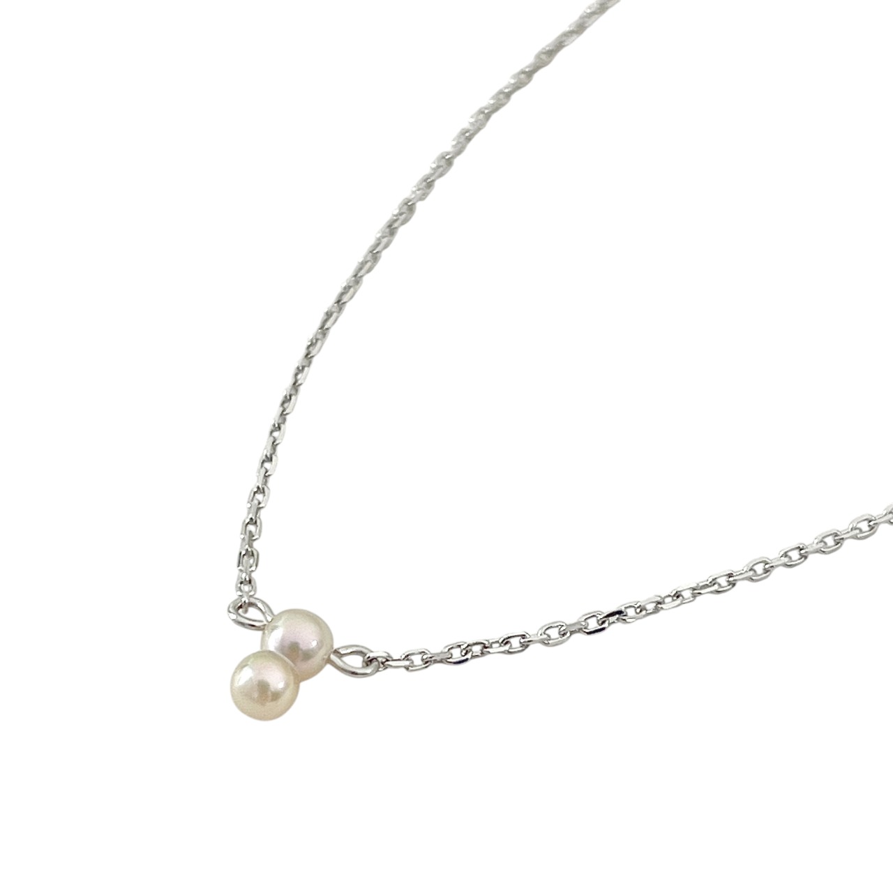 伊勢・縁結びアクセサリー「二見結ひ」双子真珠ペンダント –／シルバー925チェーン45cm