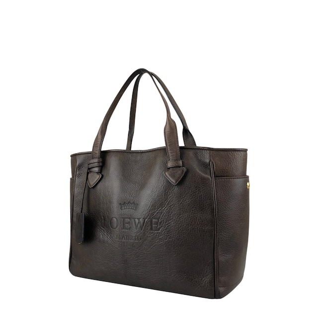 LOEWE ロエベ ヘリテージ ハンドバッグ ブラウン 型押しロゴ レザー トートバッグ vintage ヴィンテージ オールド faniey