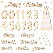 Oaec 月齢フォト 天然木製 マンスリーカード 43枚セット ベビーマンスリーカッド 長持ち ニューボーンフォト 小物 月齢カード 寝相アート 写真道具 撮影アイテム 記念日フォト 新生児 成長記録に 赤ちゃん 出産祝い 男の子 女の子 再利用可能 (ケーキ-43枚)