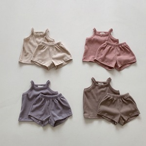 【BABY＆KIDS】夏新作ノーカラーキャミワッフルセットアップ