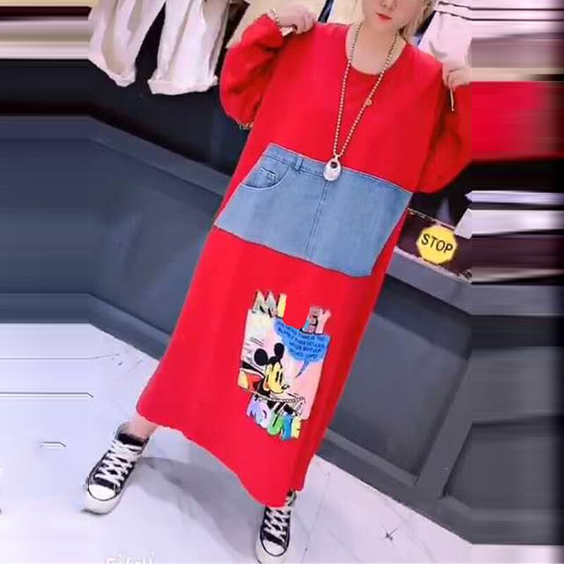 プラスサイズのファットmmカバー腹スリミングドレスレディース秋2020コレクションウエスト漫画ミドル丈スカートセータースカート ミックスインファッション5983467873