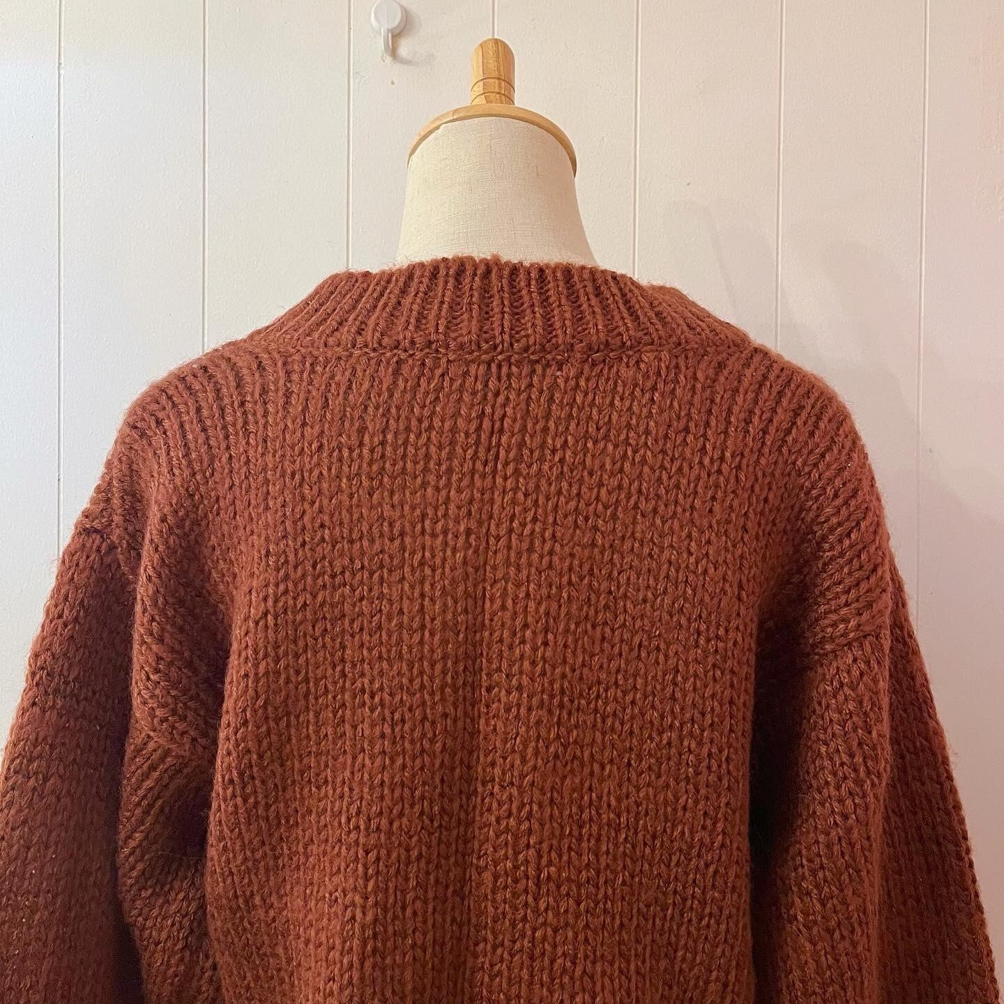 warm brown low gauge knit cardigan