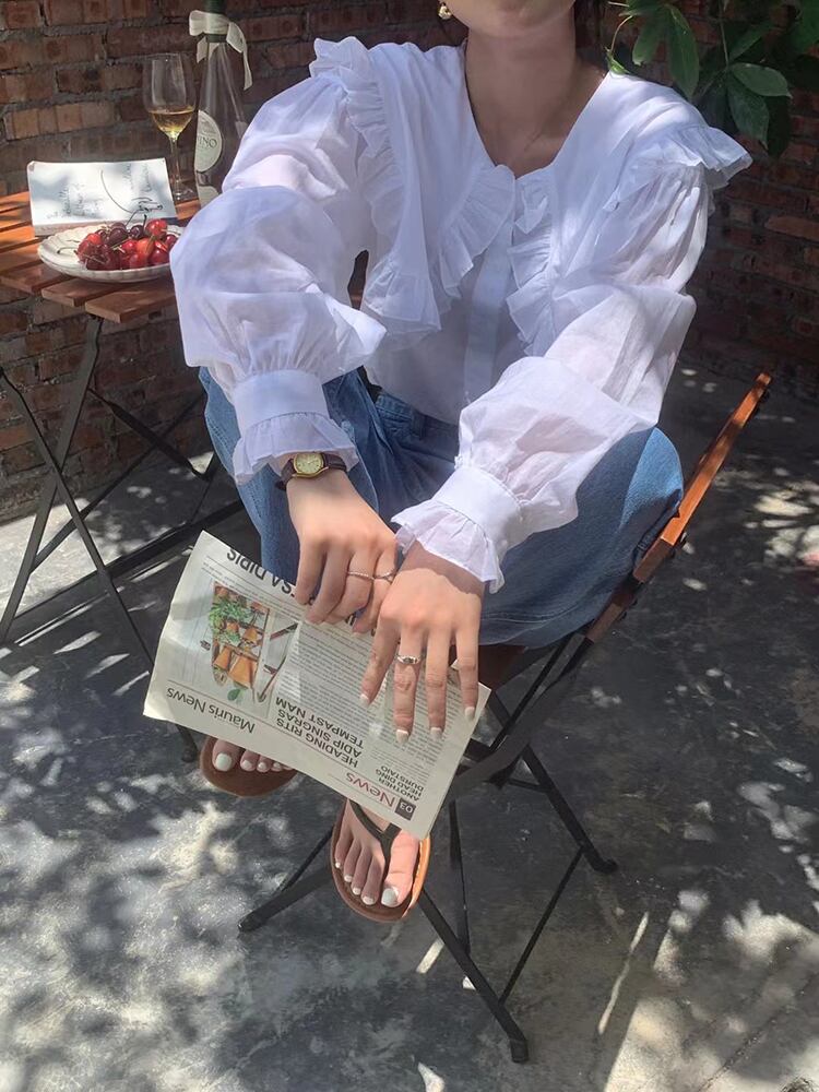 シャツ オータムスタイルスタンダード薄手トップス ロング レトロ 秋物 ヨーロピアン ビッグFスモールZ韓国86409774133