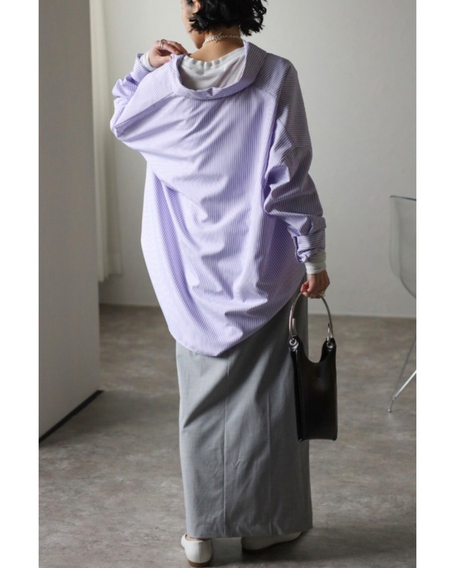 メンズライクビッグシルエットストライプシャツ