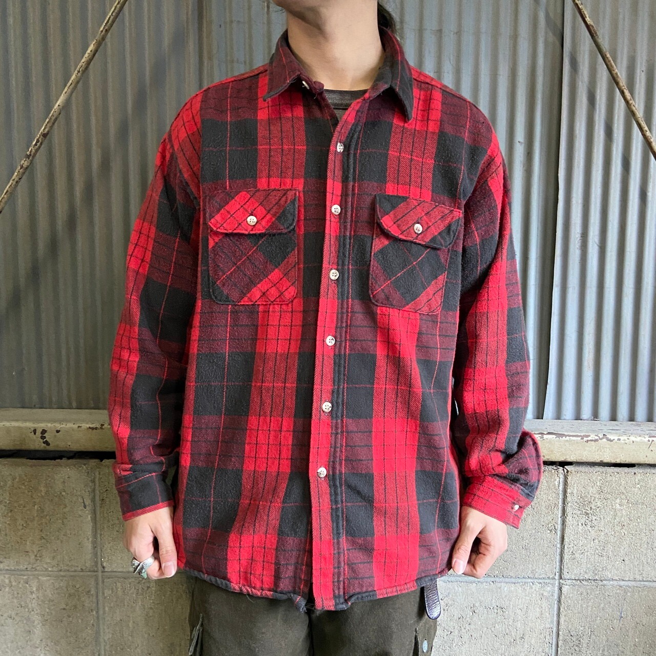 90年代 FIVE BROTHER ファイブブラザー チェック柄 長袖 ヘビー 