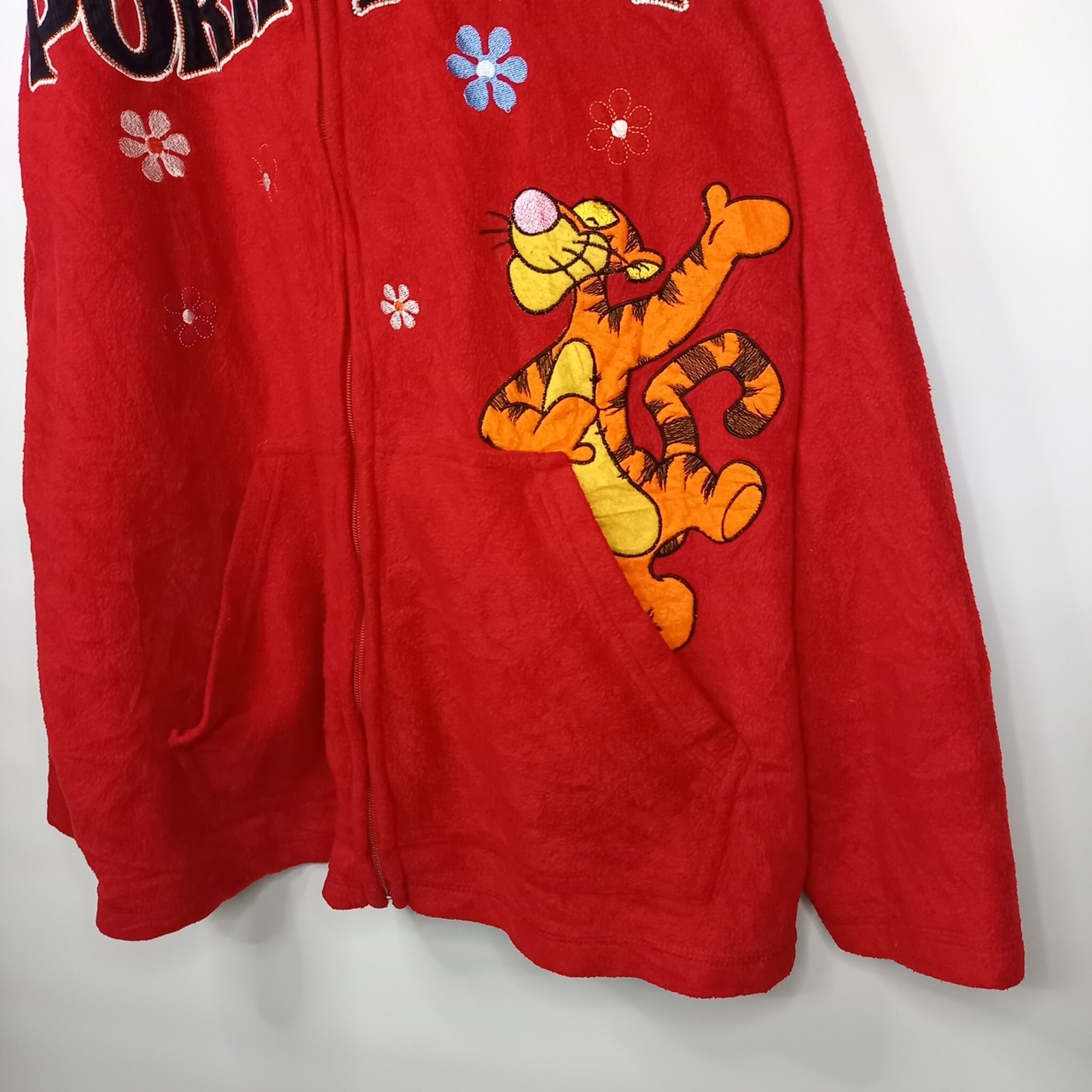 ディズニー　フリース　パーカー　ジャケット　刺繍　キャラ　ティガー　赤　2XL