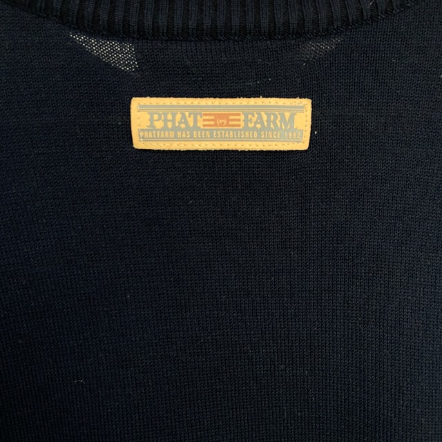 『送料無料』Phat farm ファットファーム 袖切替ラインデザインセーター XL 紺