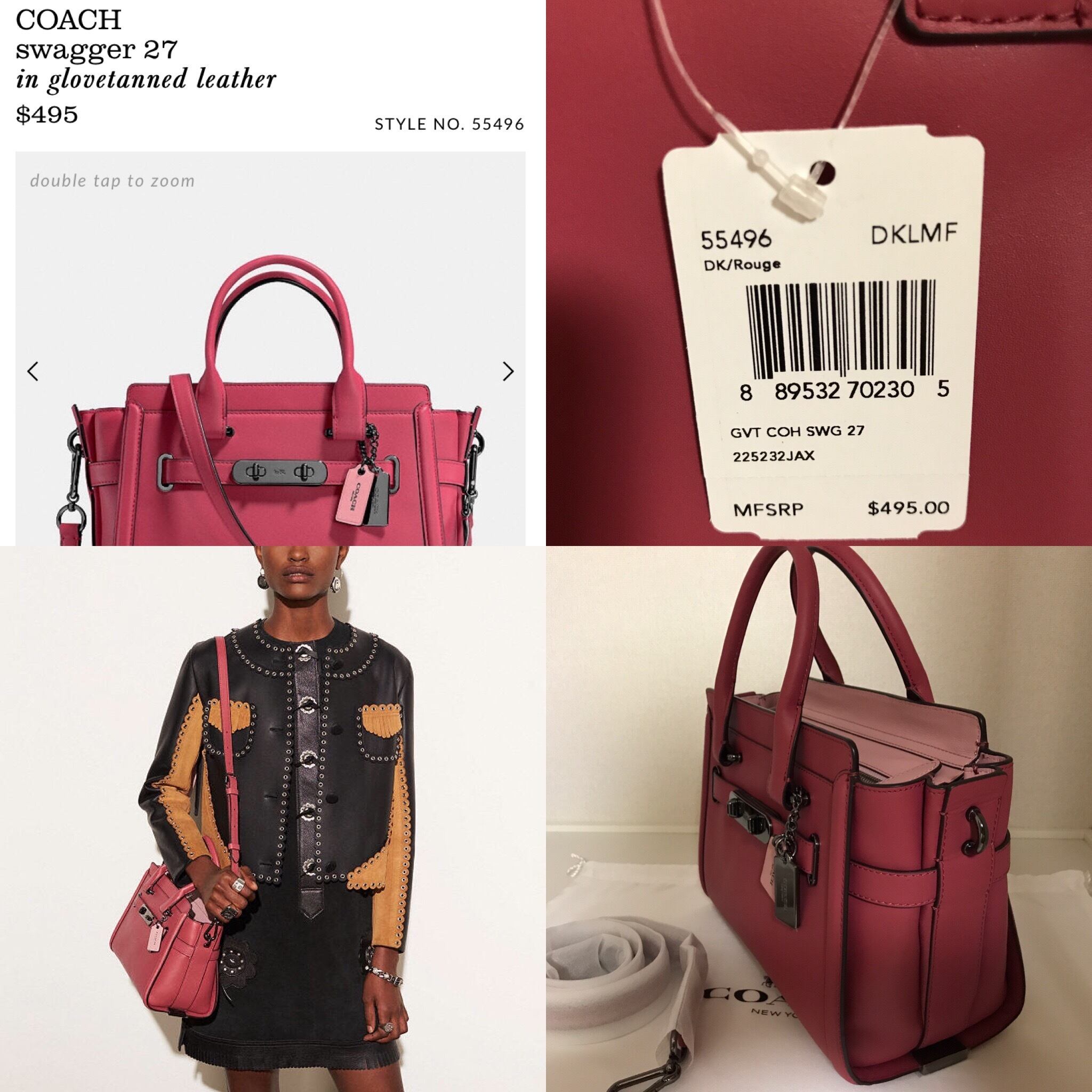 COACH コーチ スワッガー ハンドバッグ ショルダーバッグ $495 固