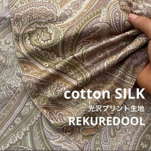 TB237◆2m◆M◆綿シルク混光沢プリント生地◆ペイズリー