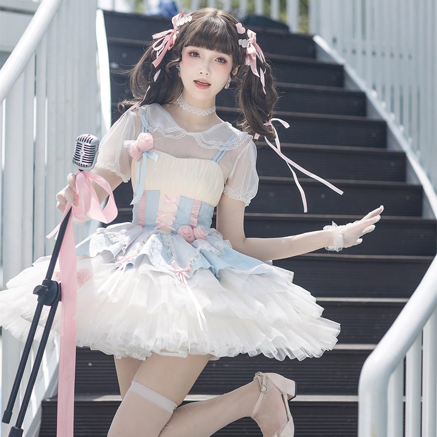 アイドル衣装 サスペンダードレス バックリボン×レースアップ｜WithU