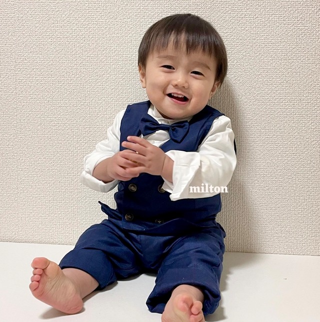 燕尾服 男の子 90㎝ （☆ フォーマル ロンパース ベスト 帽子 少なかれ 