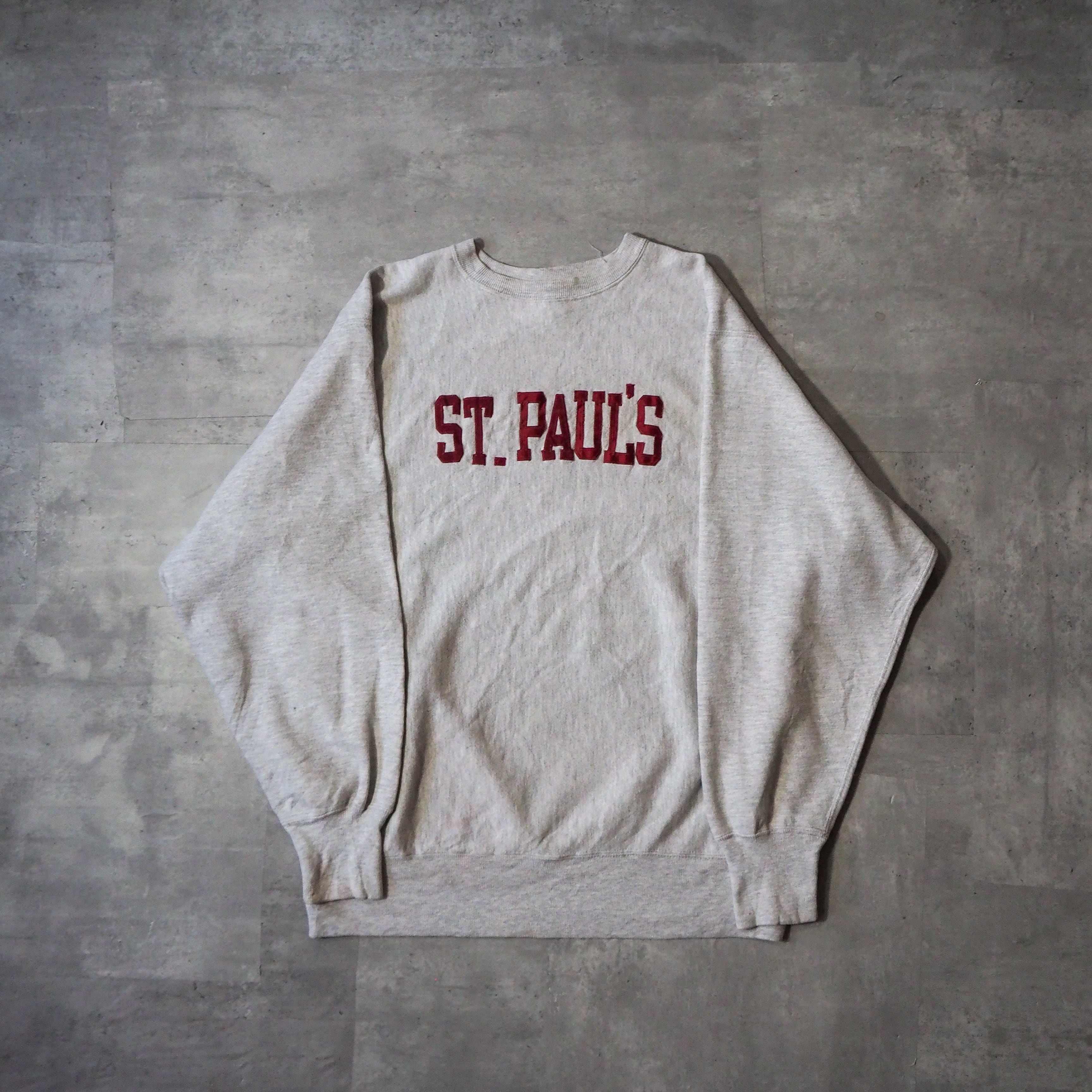 90s “champion” reverse weave 【ST. PAUL'S】 college logo made in usa 霜降りグレー  チャンピオン リバースウィーブ カレッジロゴ 米国製 90年代 XL