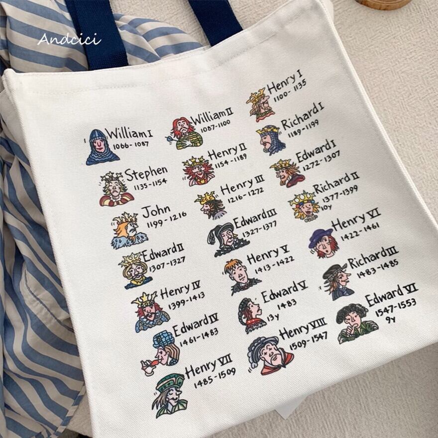 SEASONZ ファッション 油絵風 トートバッグ ANDCICI 帆布 英国 王室 国王