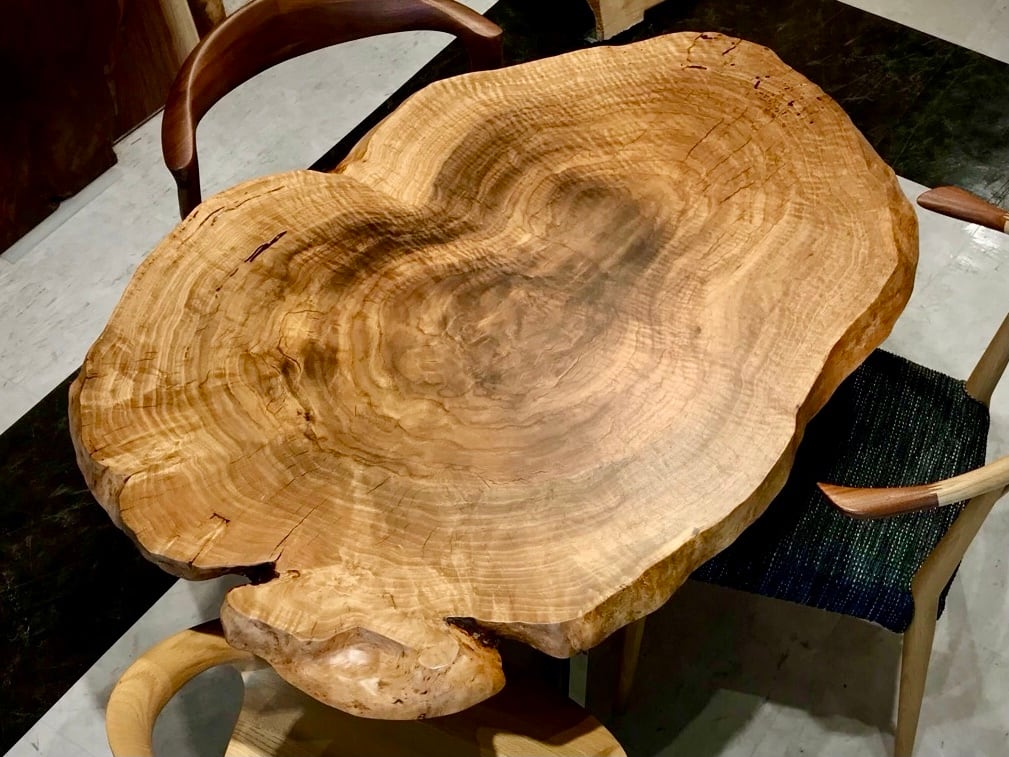 輪切り】楢（ナラ）_1100×700×43_横浜元町店_テーブル天板/一枚板