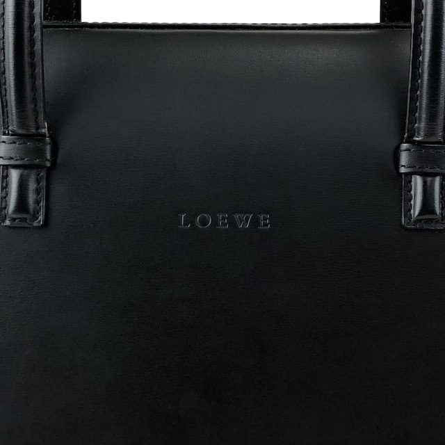 LOEWE ロエベ ハンドバッグ ブラック ロゴ レザー vintage ヴィンテージ オールド ru2436