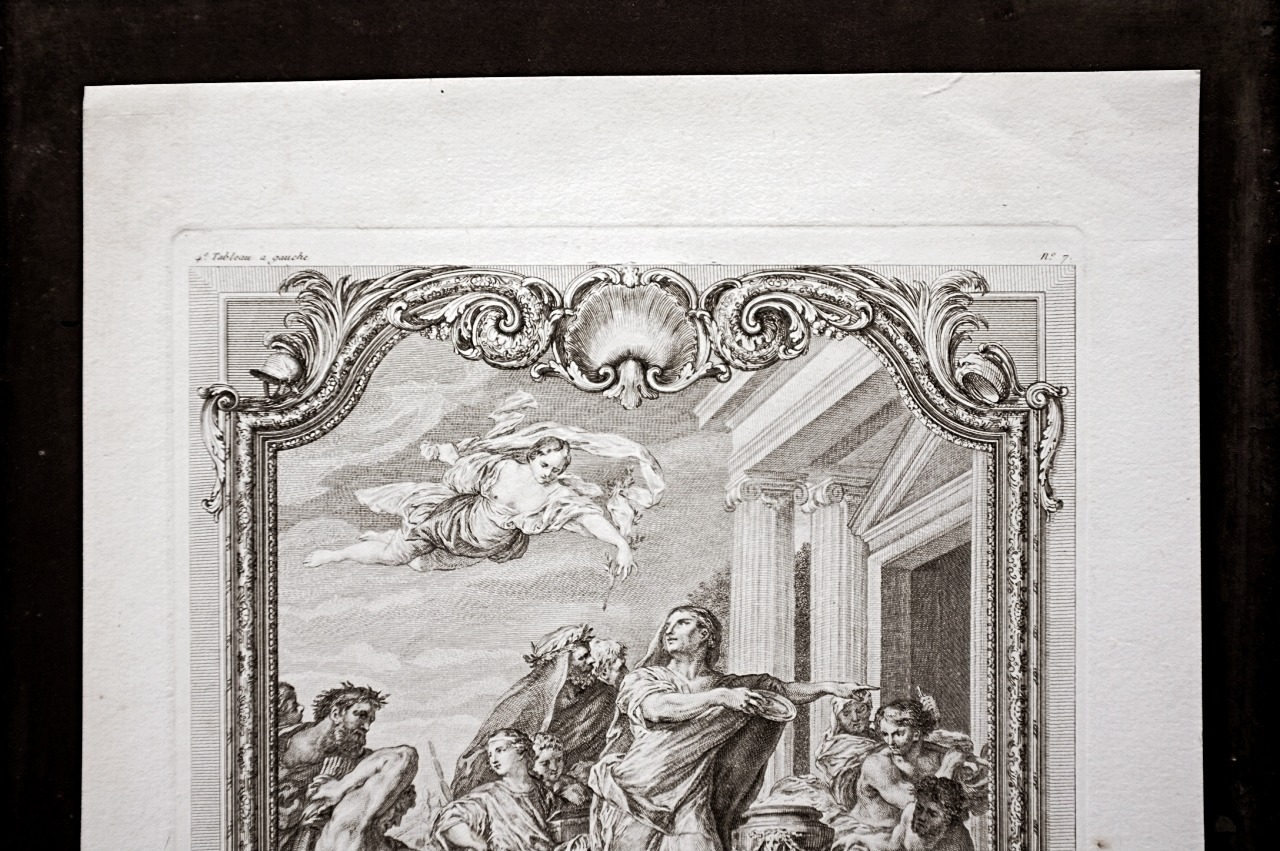 1780s フランス 33c 繊細な歴史的銅版画 アウグストゥス 図版 カルナヴァル博物館所蔵 アンティーク