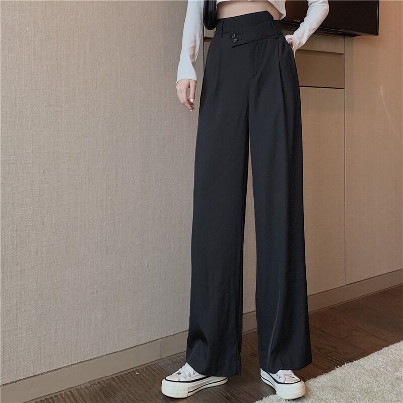 ブラックパンツ スプリングオータムスリムルーズ 春物 秋物 1号婦人71460429244