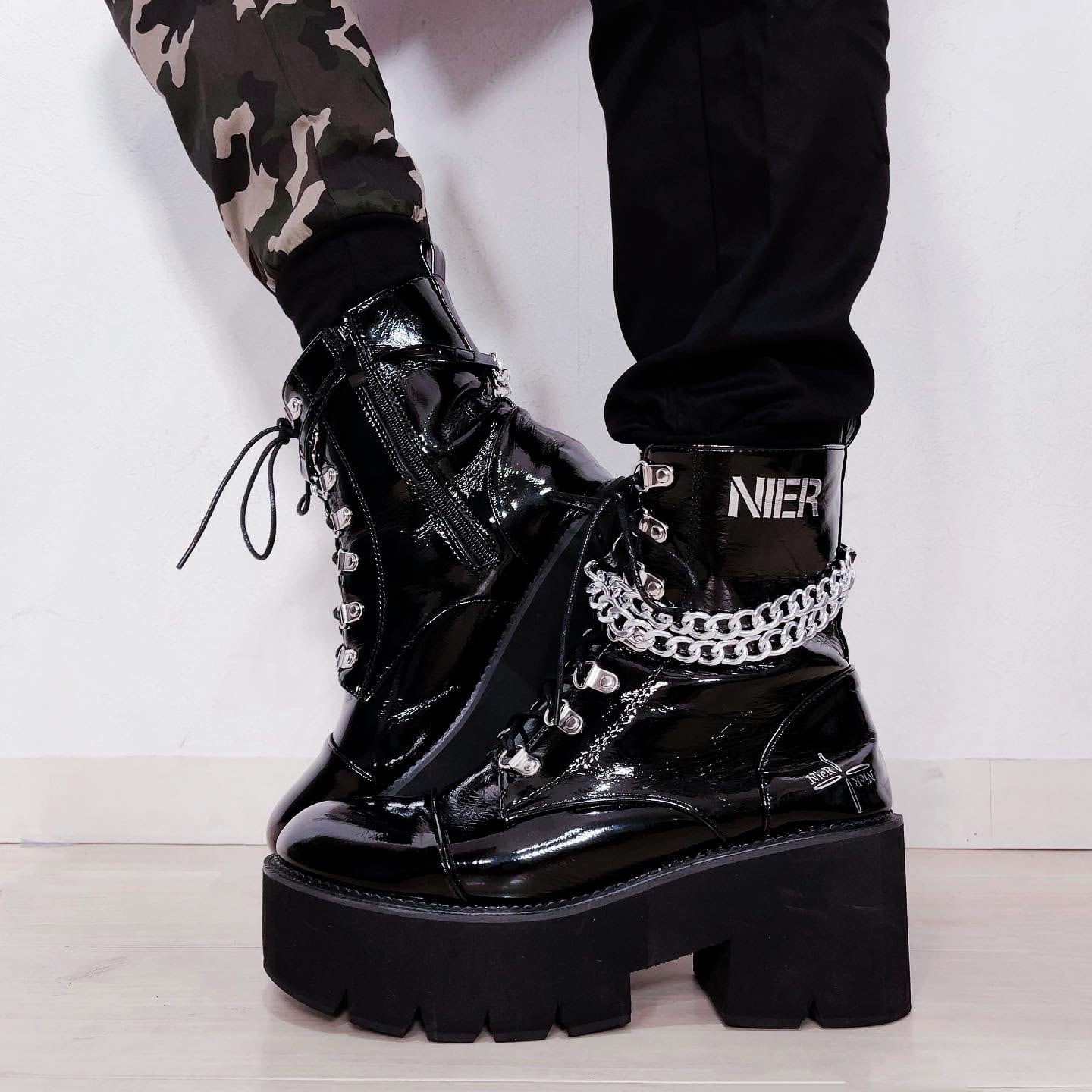 Nier Lace Up厚底ブーツ 身長約7 5cm Up Nier Clothing