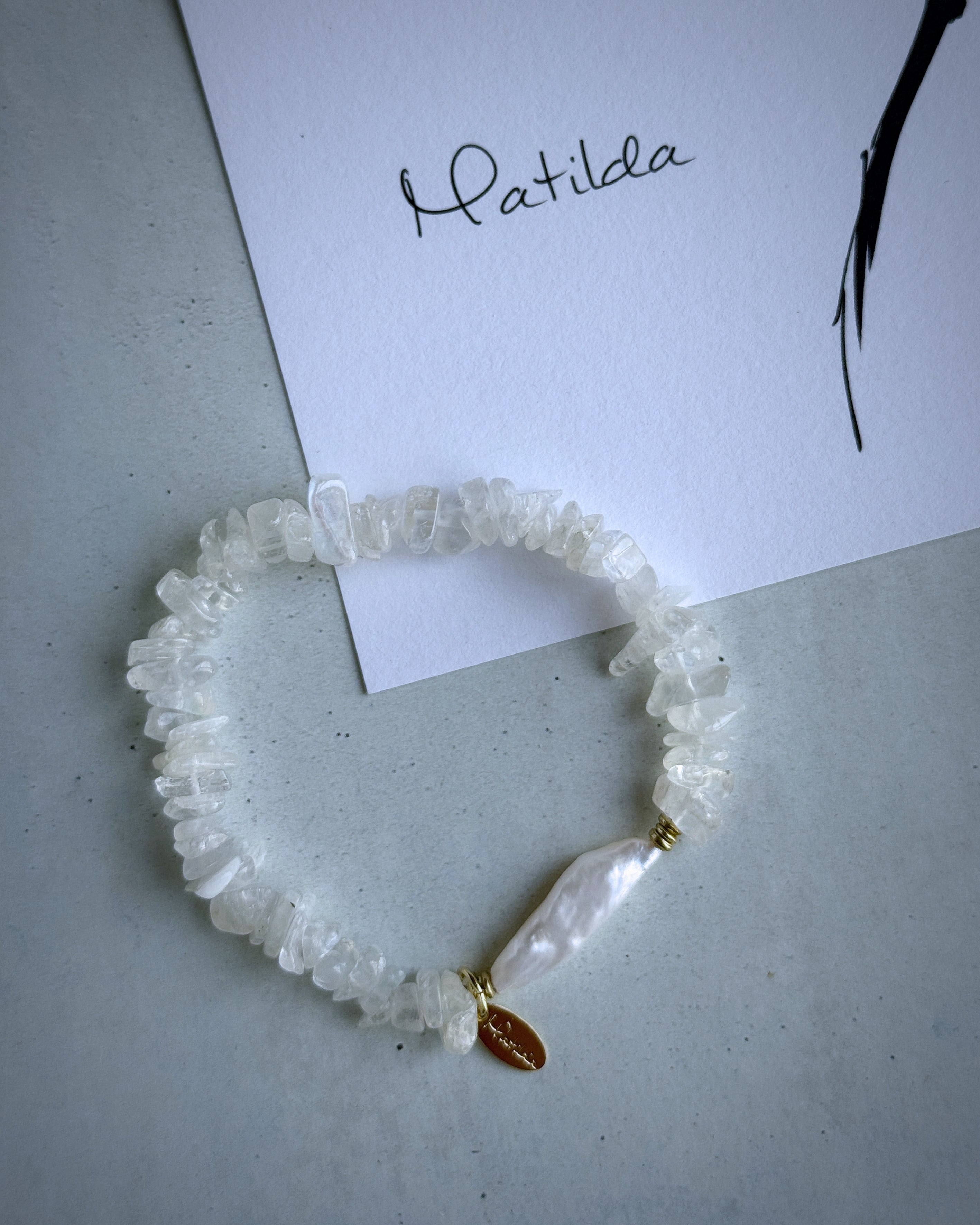 one color bracelet(淡水パール×ブルームーンストーン)