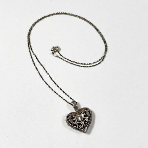 Vintage 925 Silver Heart Pendant Necklace