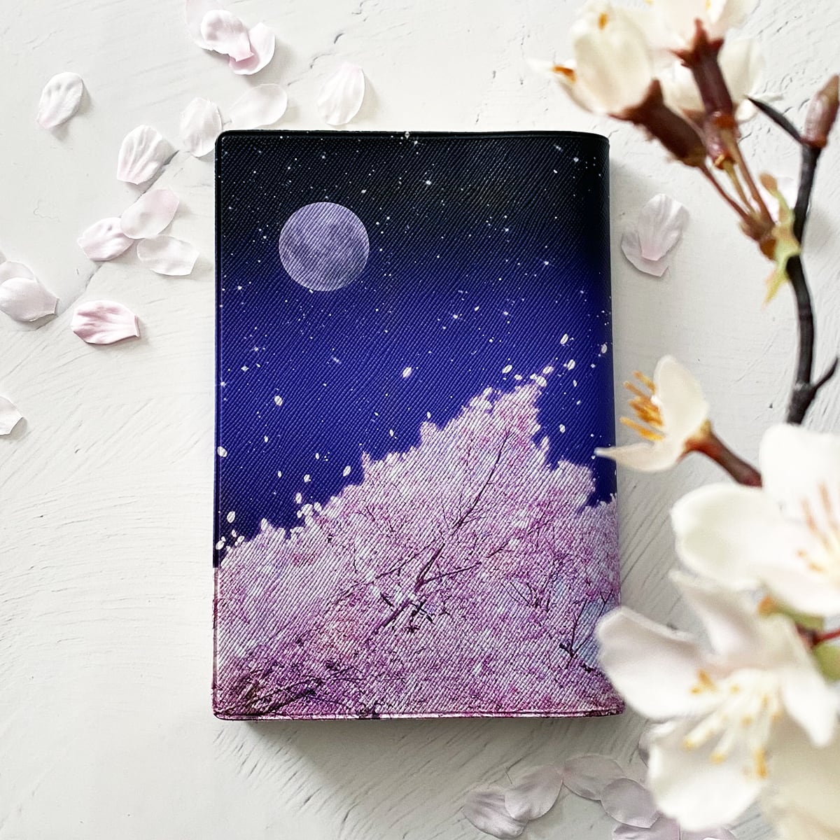 ブックカバー・手帳カバー】夜桜 ブックカバー・手帳カバーA6サイズ