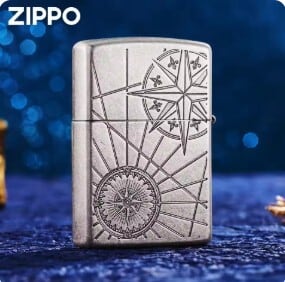 公式純正品】ZIPPO ラッキーコンパス カラーシェルライター 漆黒と天然