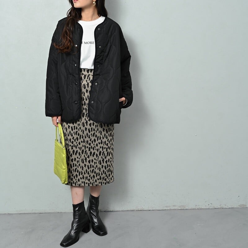 2点SET】ラビット風エコファーフードベスト×キルティング中綿コートSET