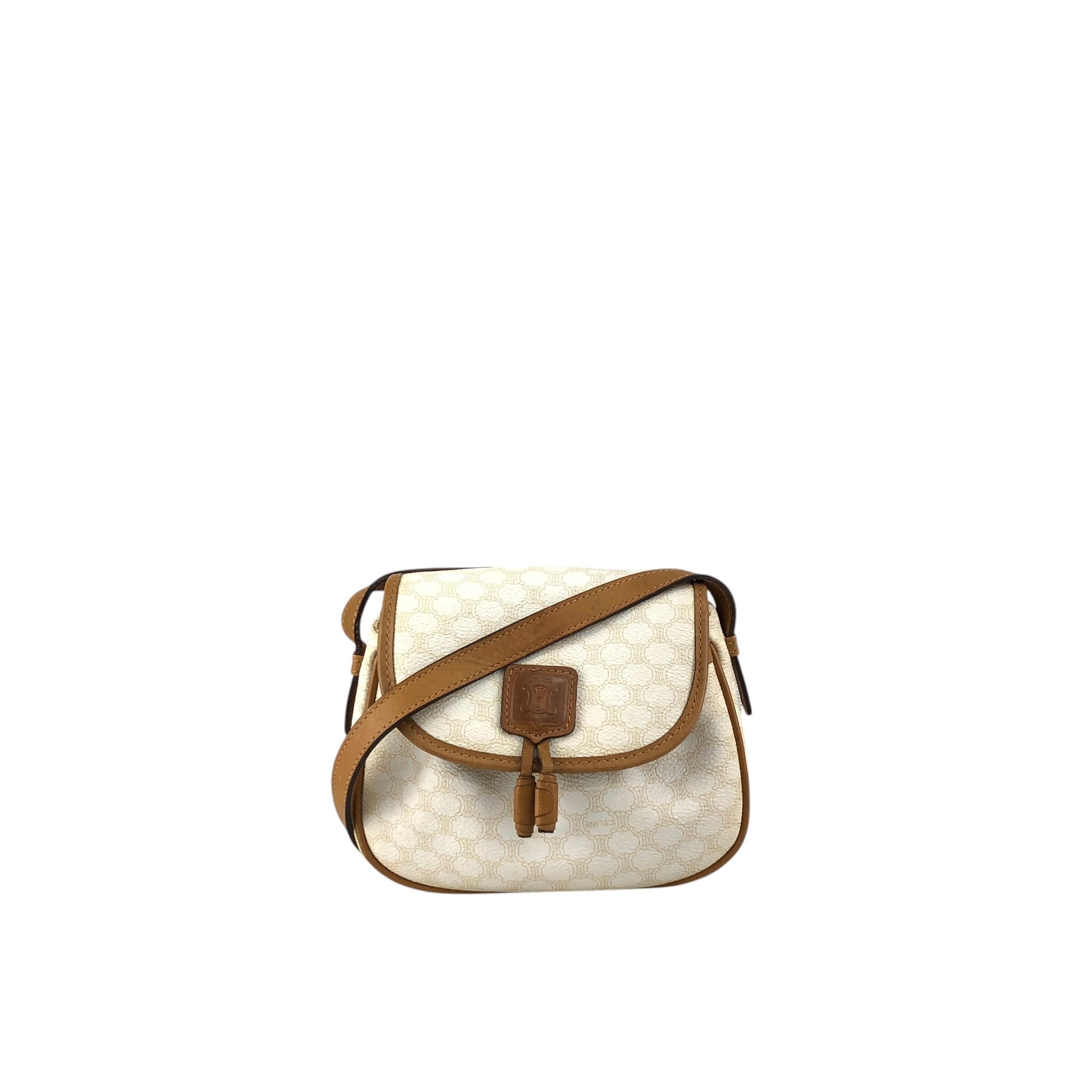 CELINE セリーヌ マカダム ショルダーバッグ ホワイト ブラゾン型押し