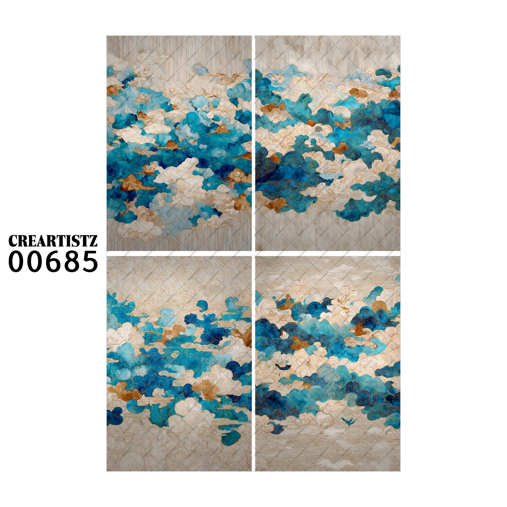 00685 背景 コラージュ素材 オリジナル 12枚セット (4種類×3枚) ペーパー/ステッカー CREARTISTZ