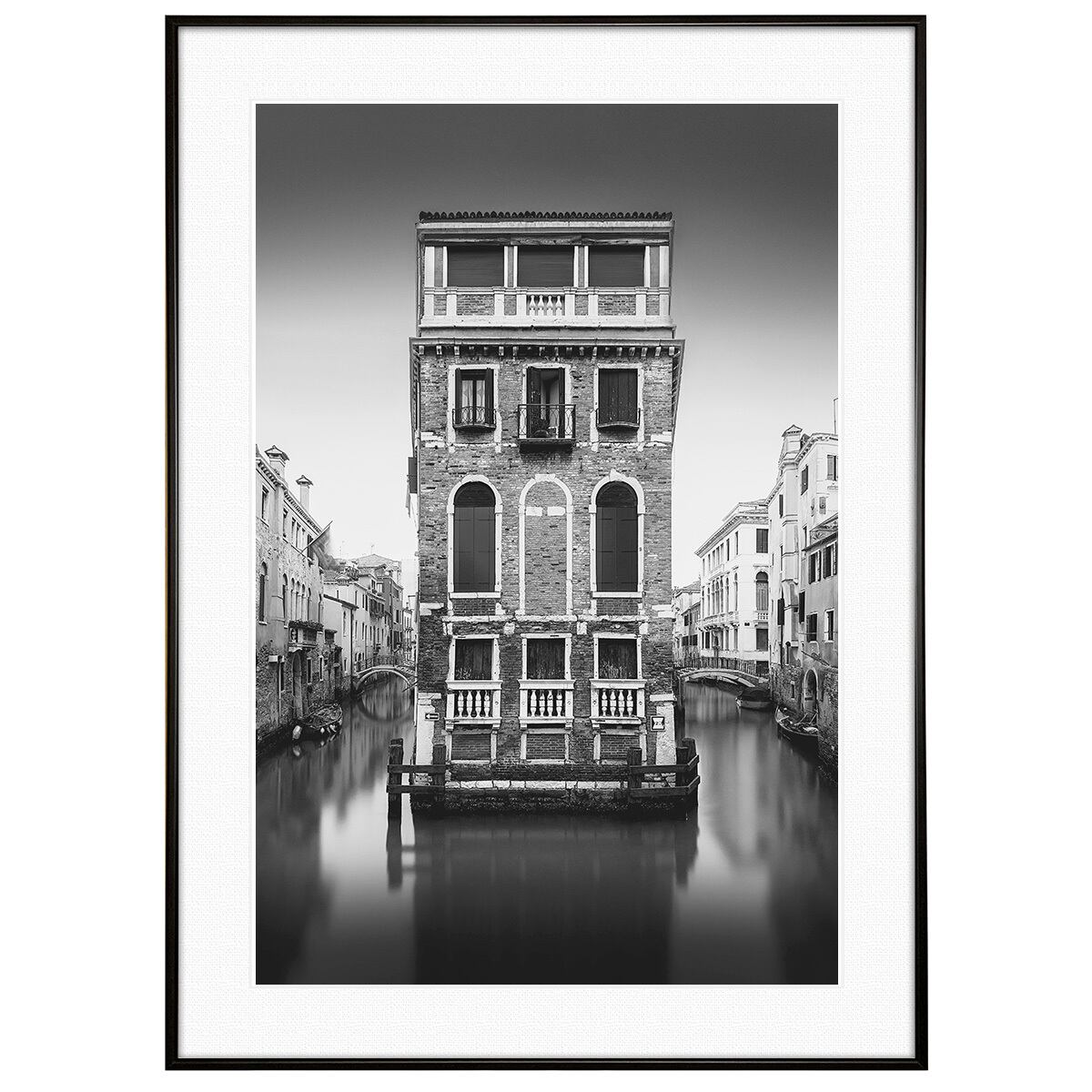 イタリア写真 ヴェネツィア運河 インテリア モノクロアートポスター額装 AS4218