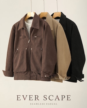 クラシック 襟付きジップコーデュロイジャケット 3色 A0174