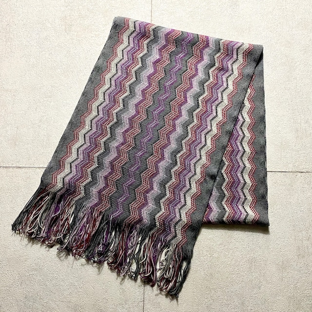 MISSONI zig-zag pattern fringe stole 