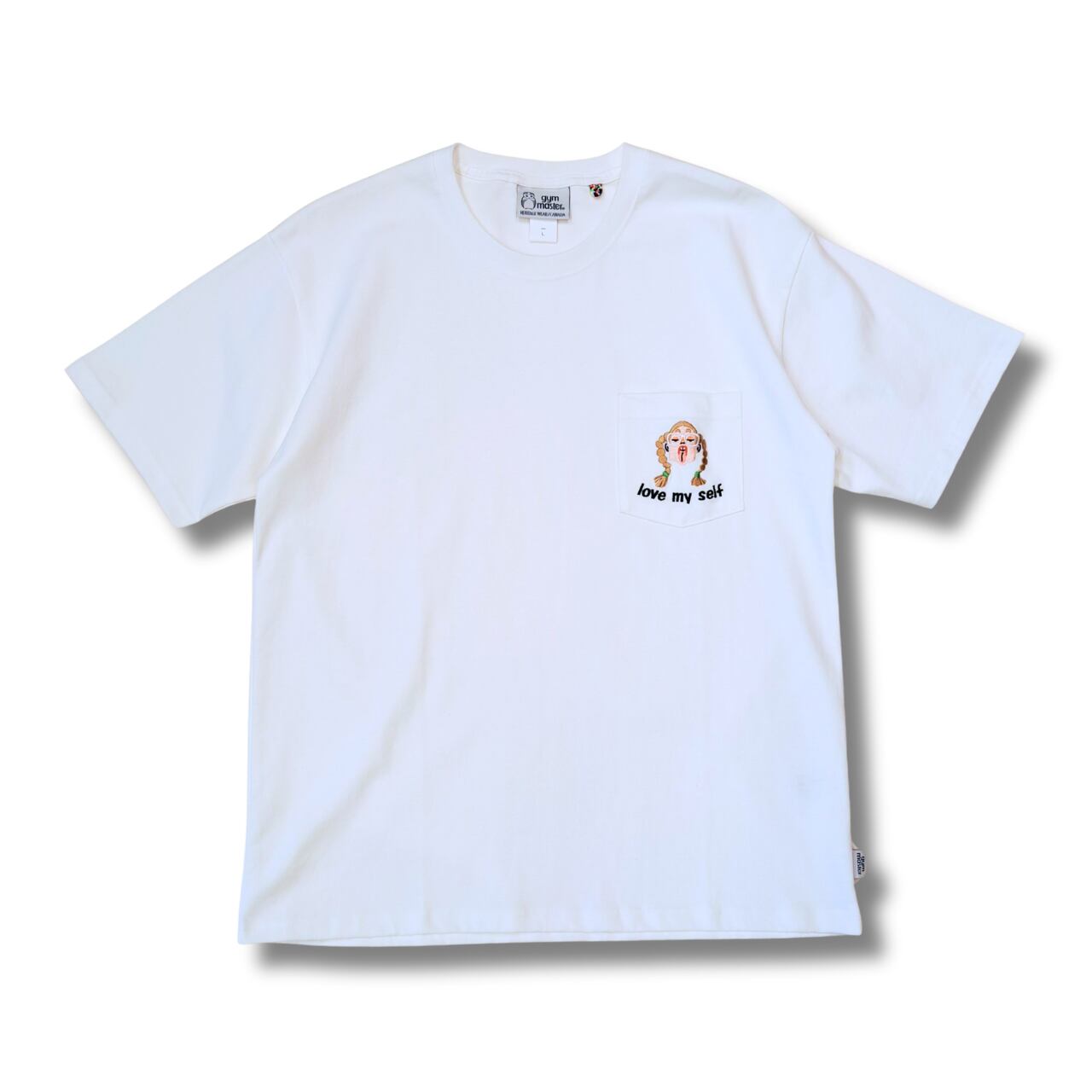 gym master - 7.4oz love my self 刺繍ポケットTシャツ (white)