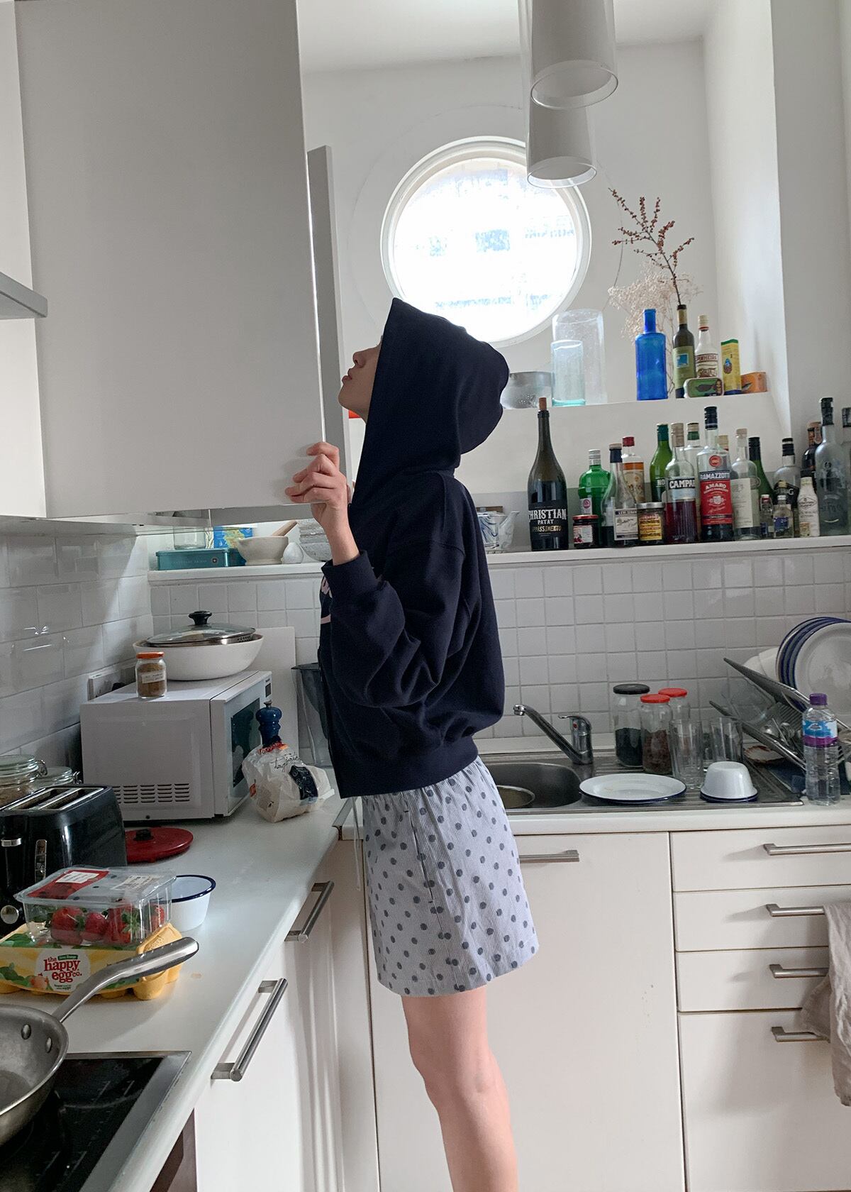 haag ミックスフーディージップアップ　パーカー　ネイビー 韓国 haag》a mix hoodie zip-up (navy) 人気 パーカー (haag