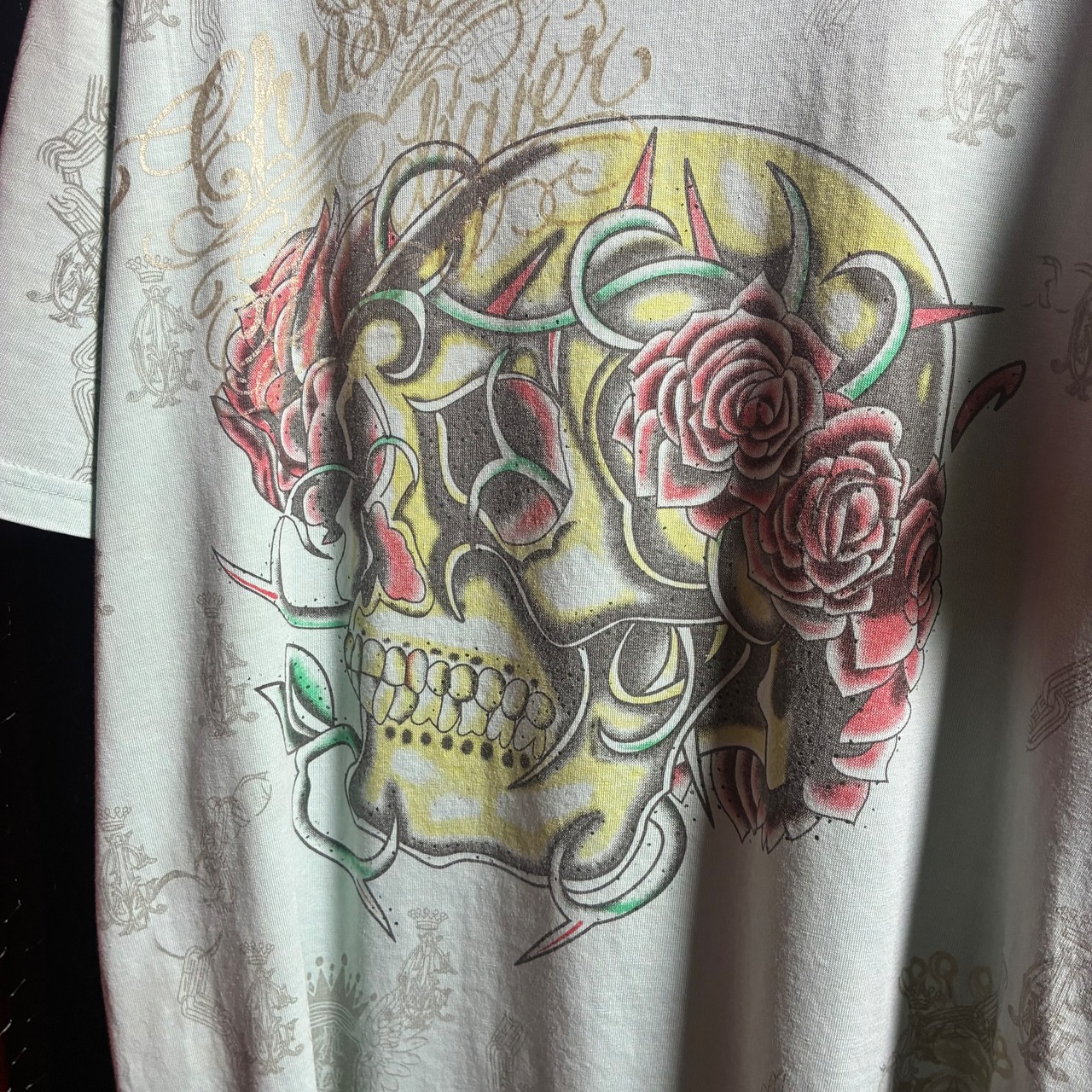 CHRISTIAN AUDIGIER Y2KグラフィックTシャツ　水色　スカル　