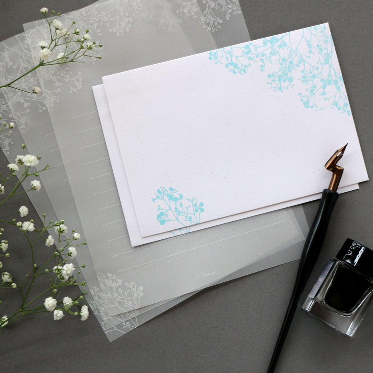 カスミソウのレターセット