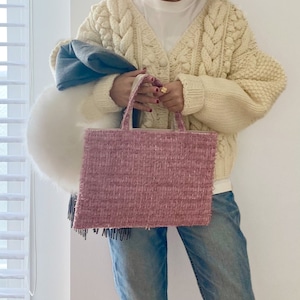 LINTON Tweed Bag 【Medium】  Strawberry milk ピンク×ライトベージュ