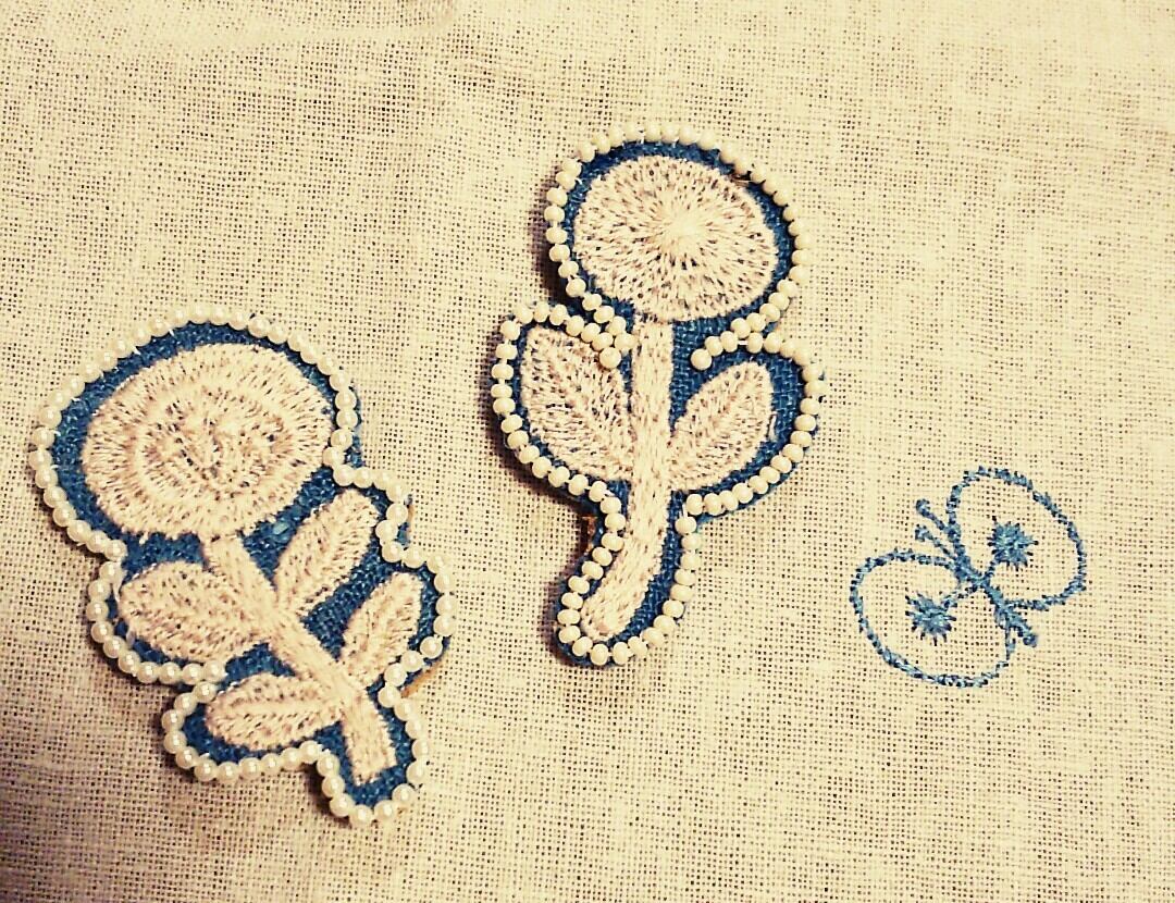 刺繍 くるみボタン ブローチ バッジ バッチ ハンドメイド 雀 スズメ