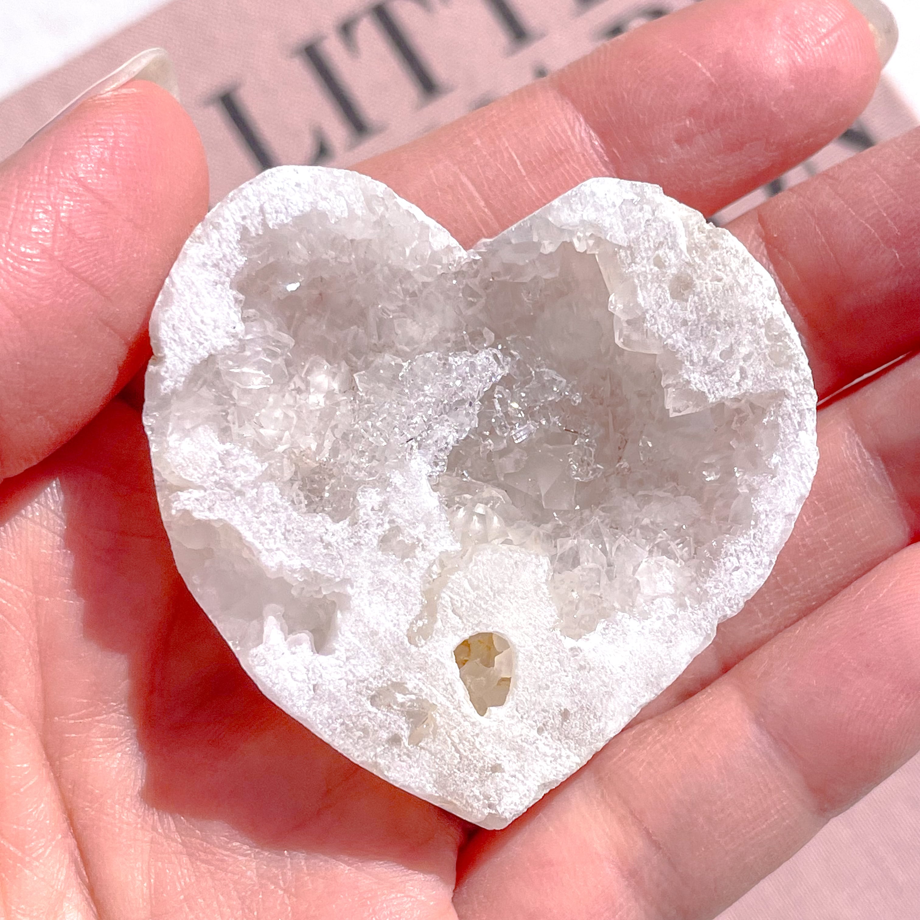 White Druzy Agate Heart 4 ✧ ホワイトドゥルージーアゲート