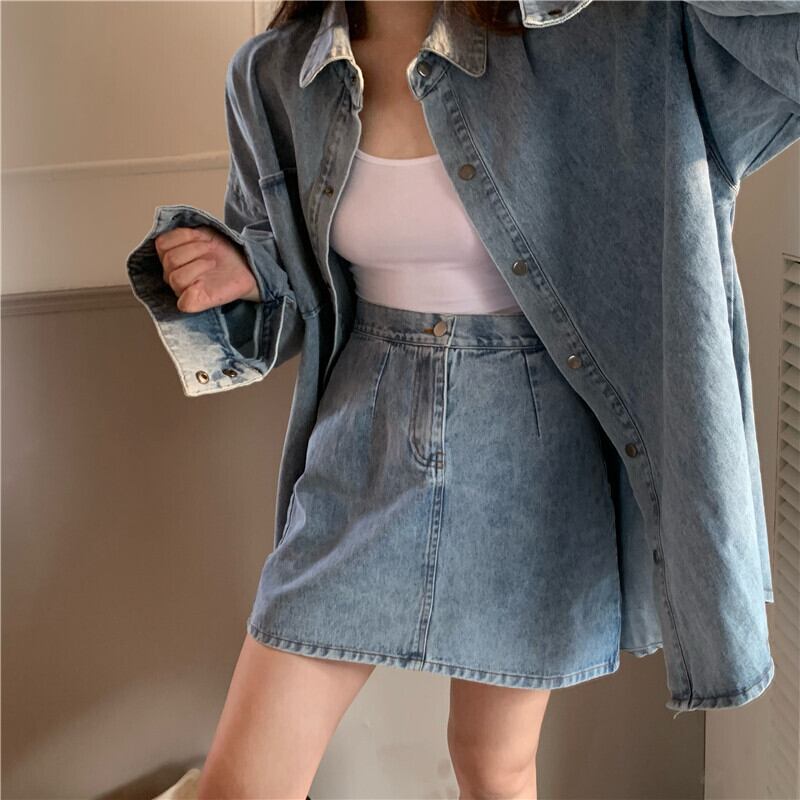 スタイルスタンダードオータムルーズカーディガンハイウェストウェストスカート ロング レトロ 秋物 ガールズファッション85596566109