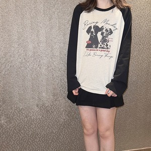 RIBERRY英国イヌプリントラグランTシャツ