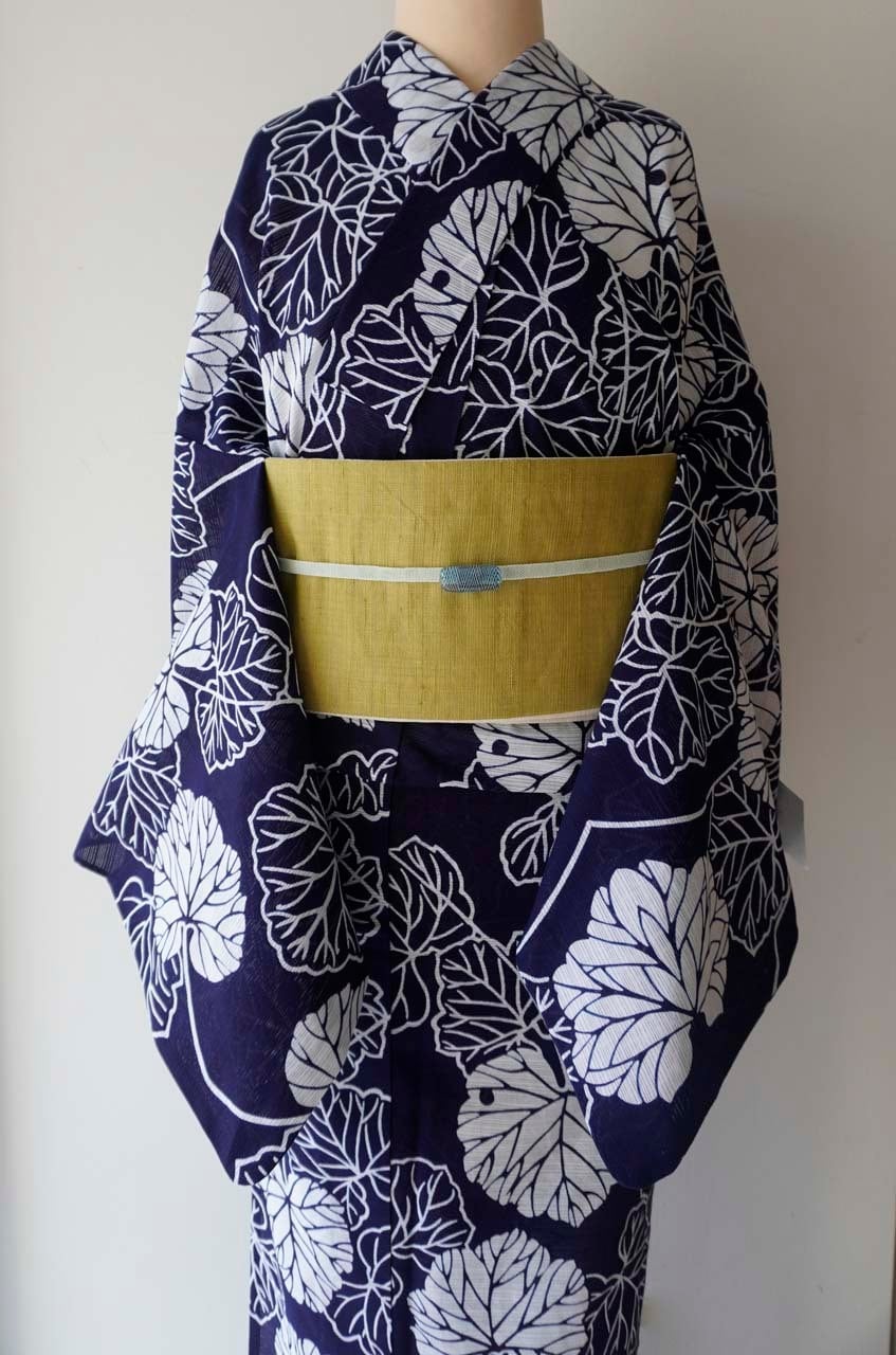 竺仙・浴衣】竺仙 藍染 石蕗文 注染めゆかた お仕立て品 | 大山キモノ