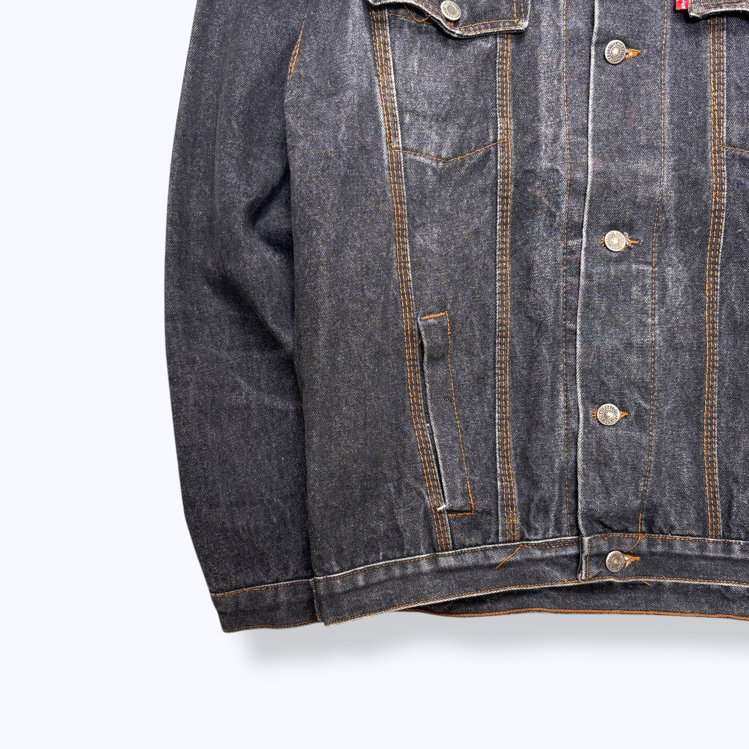 90s Levi's 70507 type Yarn Dyed Black Denim Jacket Made in USA 90