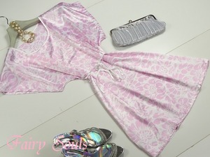 ★送料無料★フリ－☆シルク混スカ－フ生地サテン光沢ワンピ(OPN5781) 