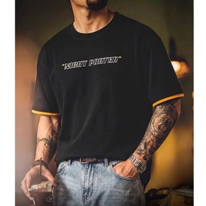 バイカラーアクセント ロゴプリントTシャツ 3カラー 11393