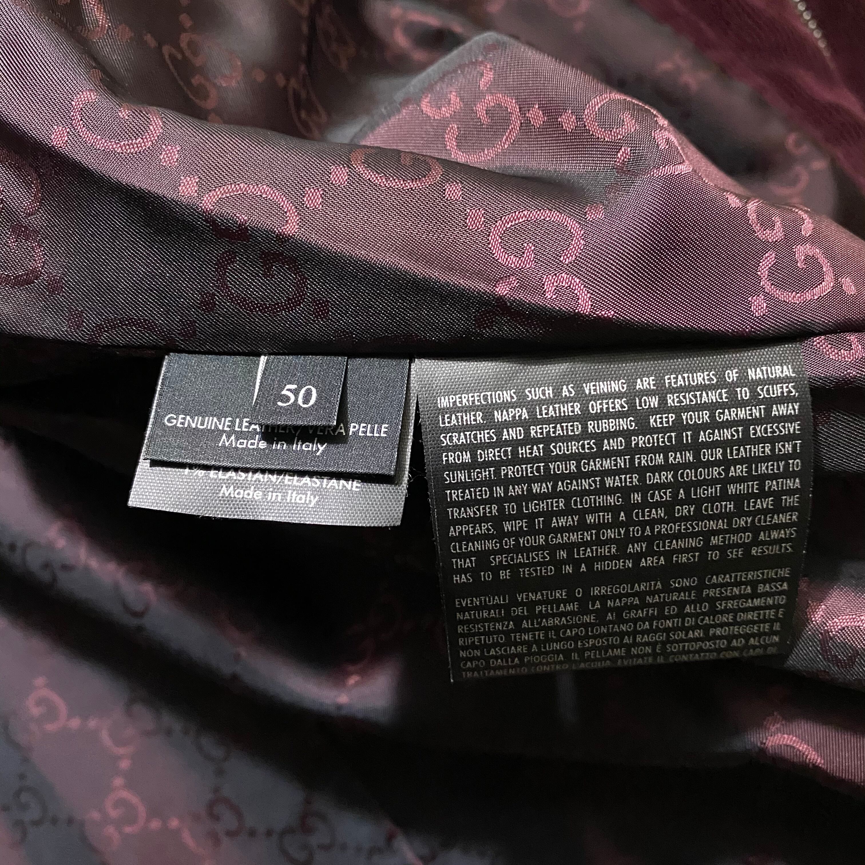 GUCCI wine red color leather jacket with sherry line rib GUCCI wine red color leather jacket with sherry line rib